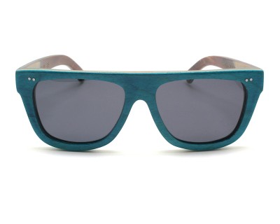 green flat bamboo sunglasses