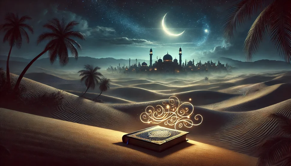 A magical fairy tale book lies in the desert, blending the world of The Little Match Girl with the struggles for free Palestine