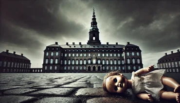 Christiansborg med forladt dukke – spørger om Statsministeriet og Henrik Skovgaard-Petersen skjuler børns lidelser, pædofili og propaganda