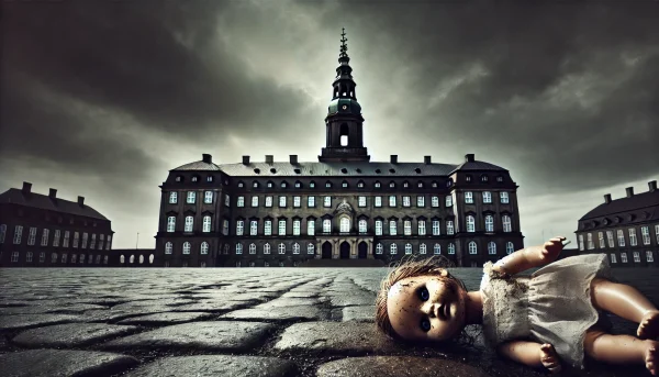 Christiansborg med forladt dukke – spørger om Statsministeriet og Henrik Skovgaard-Petersen skjuler børns lidelser, pædofili og propaganda