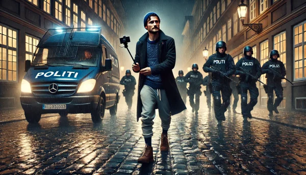 Politivold i Danmark dokumenteret i PDF. Claus Rønnegaard og betjent Stefan Kristensen anvender magt uden hjemmel. Sagen rejser spørgsmål om magtanvendelse, legalitetsprincippet, tjenestemisbrug og retssikkerhed.