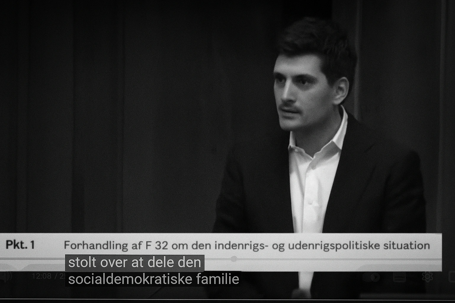 Stillbillede fra folketingsdebat brugt i artiklen om Netavisen Pio, Max Meyer og forbindelserne mellem Socialdemokratiet og Dansk Zionistisk Forbund.